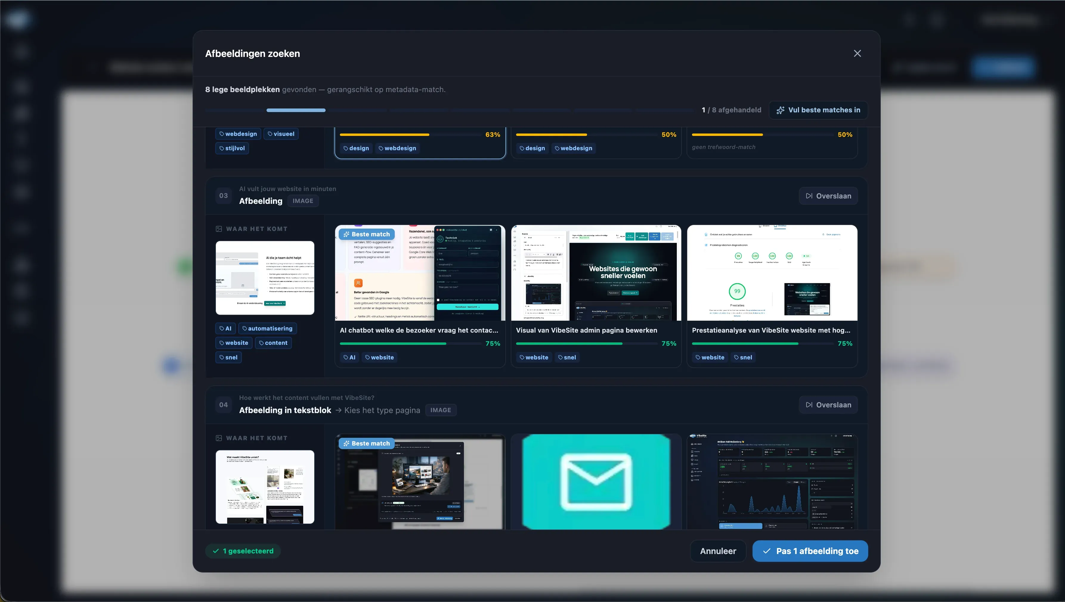 Interface met afbeeldingselectie en voorbeeldweergave.