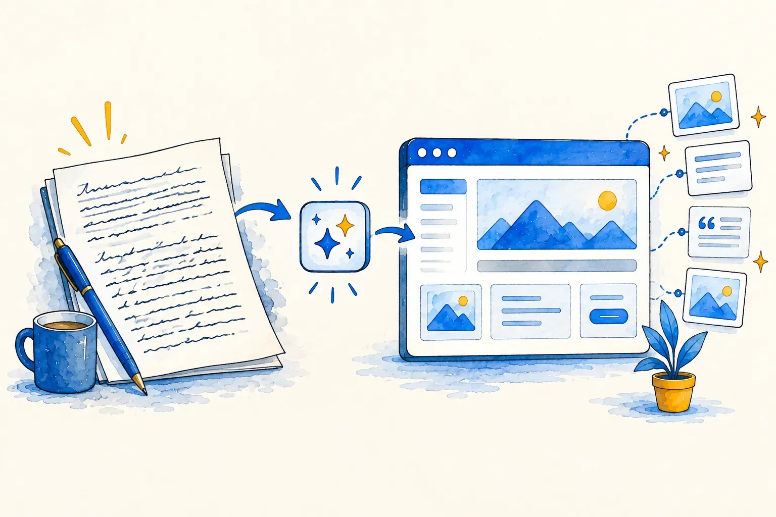 Illustratie van handschrift naar digitale presentatie