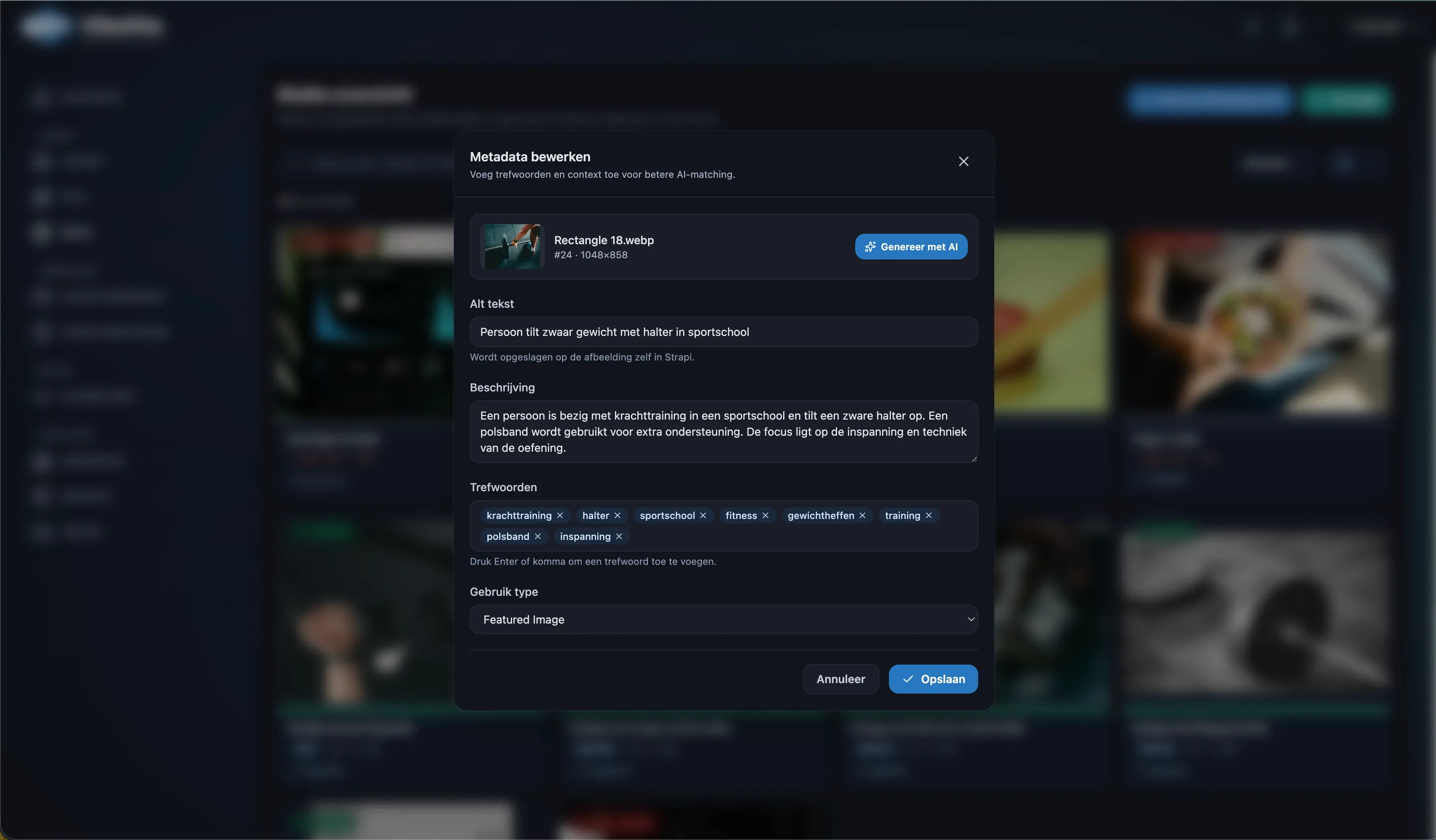 Bewerken van metadata in een online interface