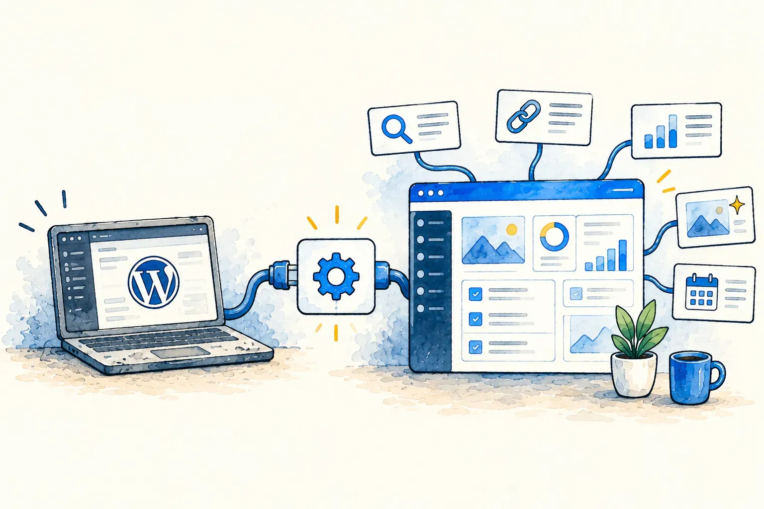 Illustratie van WordPress-integratie met VibeSite Connect