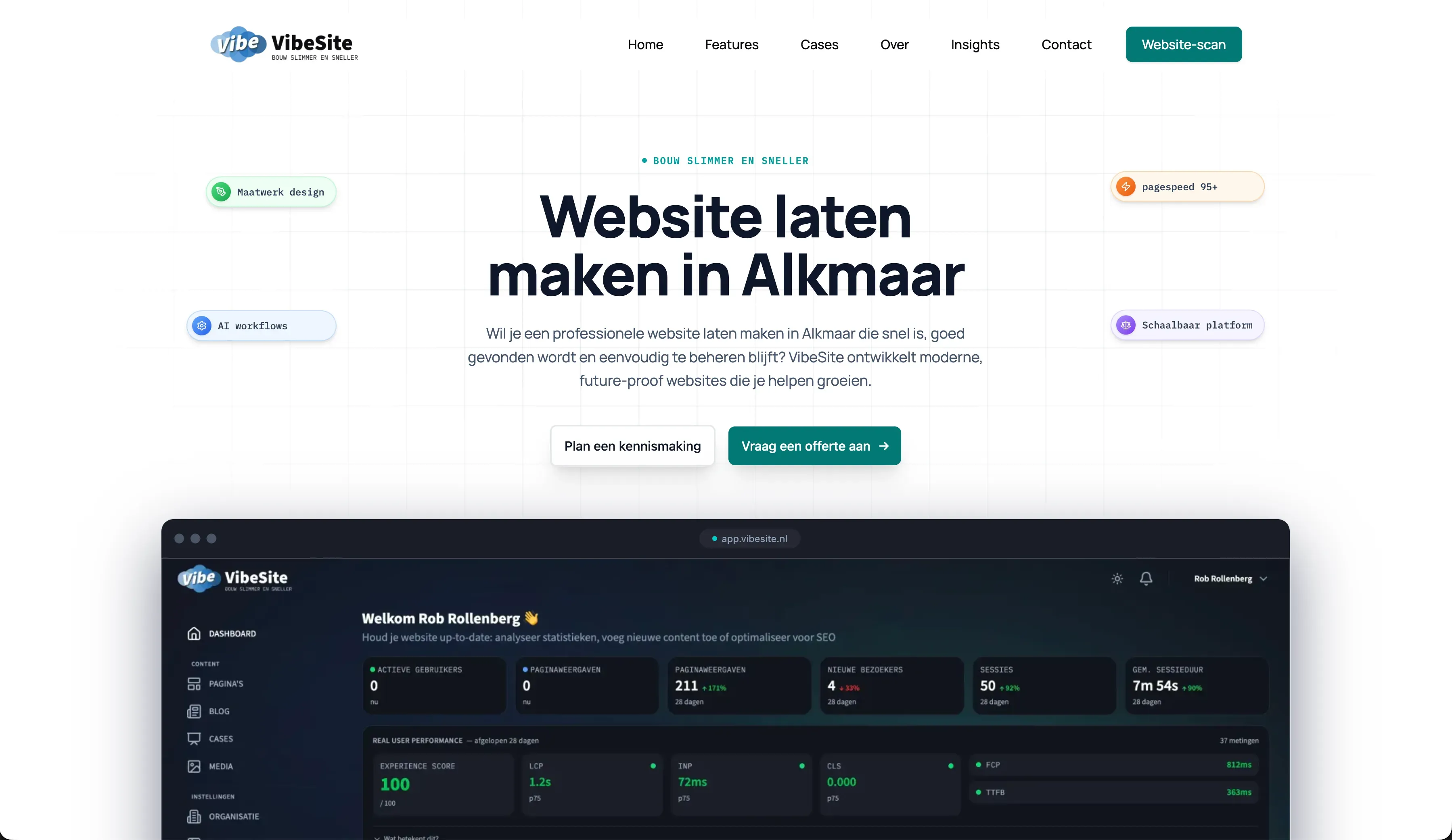 Webdesign servicepagina van VibeSite in Alkmaar.
